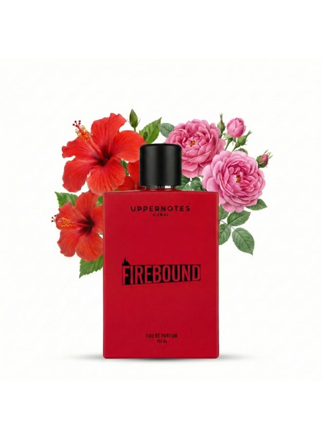 UpperNotes FireBound EDP Unisex Perfume 100ml | Hibiscus Damask Rose Cinnamon Vanilla Leather | Intense Sensual Long Lasting Night Fragrance UAE - Image 1